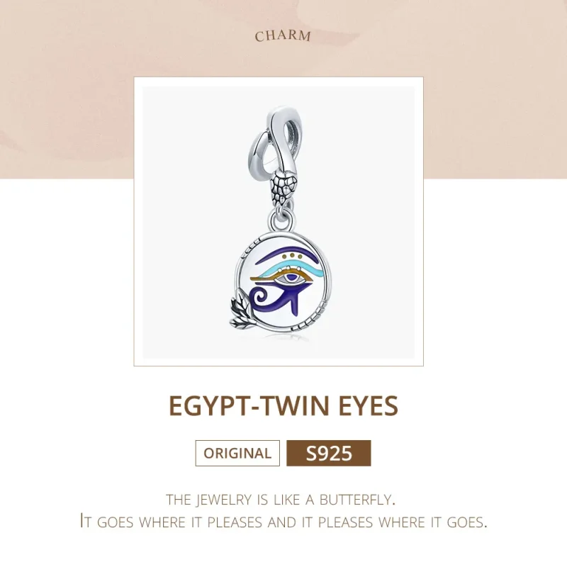 (bilde for) Pandora Style Silver Egypt - Twin Eyes Dangle - SCC1857 - Vis 6