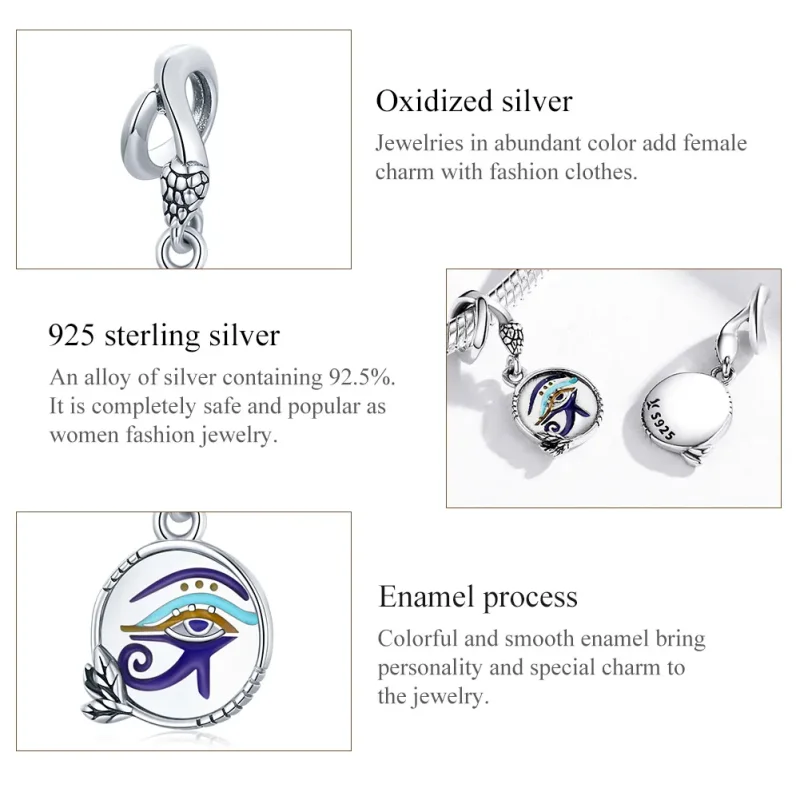 (bilde for) Pandora Style Silver Egypt - Twin Eyes Dangle - SCC1857 - Vis 8