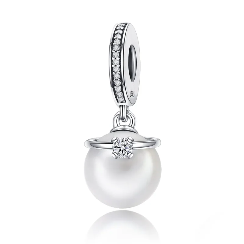 (bilde for) Pandora Style Silver Elegant Pearls Dangle - SCC137 - Vis 2