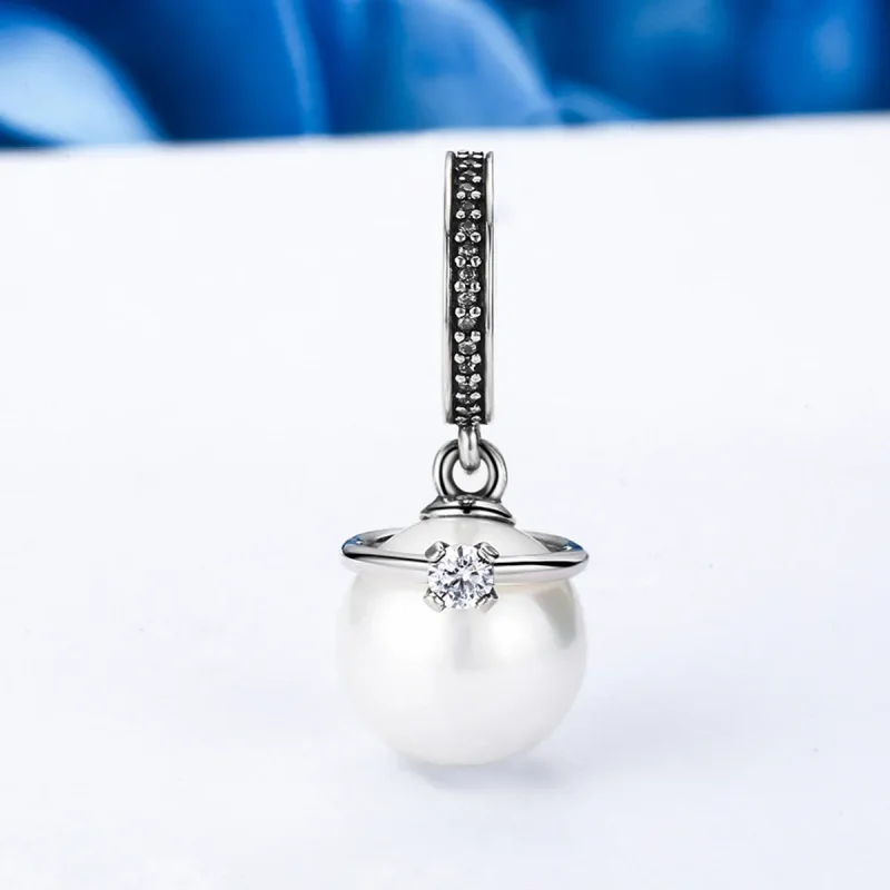 (bilde for) Pandora Style Silver Elegant Pearls Dangle - SCC137 - Vis 3