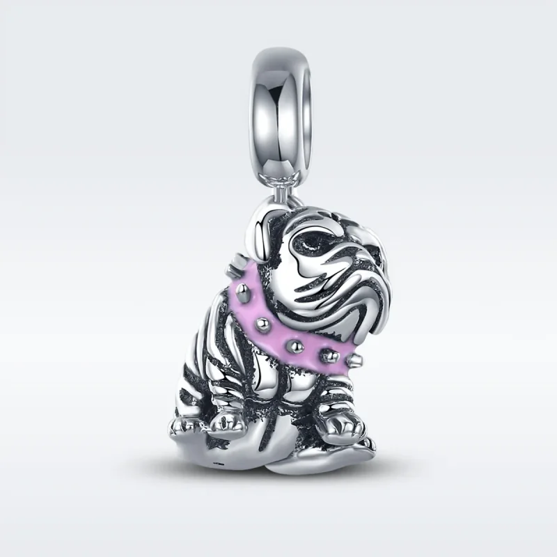 (bilde for) Pandora Style Silver English Bulldogs Dangle - SCC552 - Vis 2