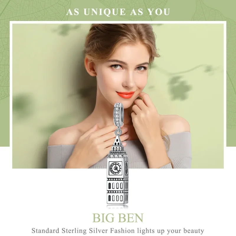(bilde for) Pandora Style Silver Great Britain Big Ben Dangle - SCC868 - Vis 6