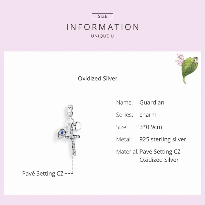 (bilde for) Pandora Style Silver Guardian Dangle - SCC1327 - Vis 7