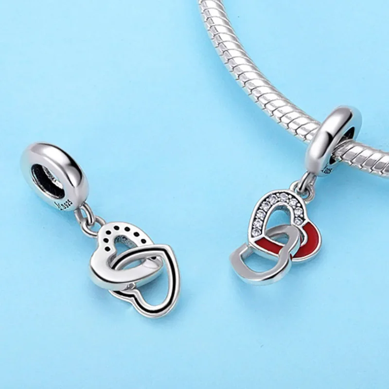 (bilde for) Pandora Style Silver Heart to Heart Dangle - SCC735 - Vis 2