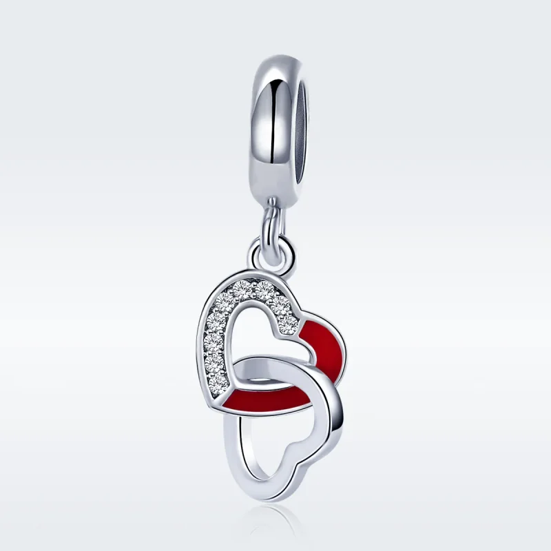 (bilde for) Pandora Style Silver Heart to Heart Dangle - SCC735 - Vis 3