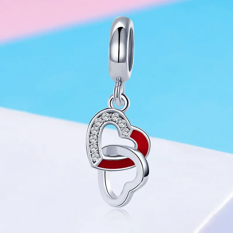 (bilde for) Pandora Style Silver Heart to Heart Dangle - SCC735 - Vis 4