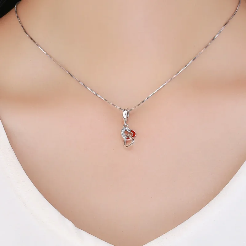 (bilde for) Pandora Style Silver Heart to Heart Dangle - SCC735 - Vis 5
