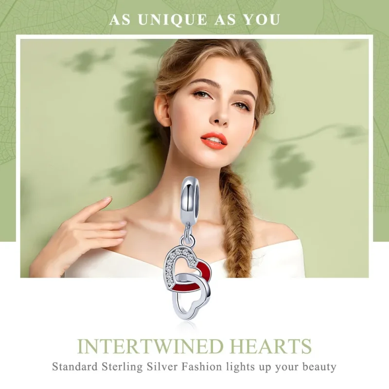 (bilde for) Pandora Style Silver Heart to Heart Dangle - SCC735 - Vis 6