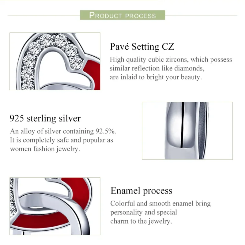 (bilde for) Pandora Style Silver Heart to Heart Dangle - SCC735 - Vis 7