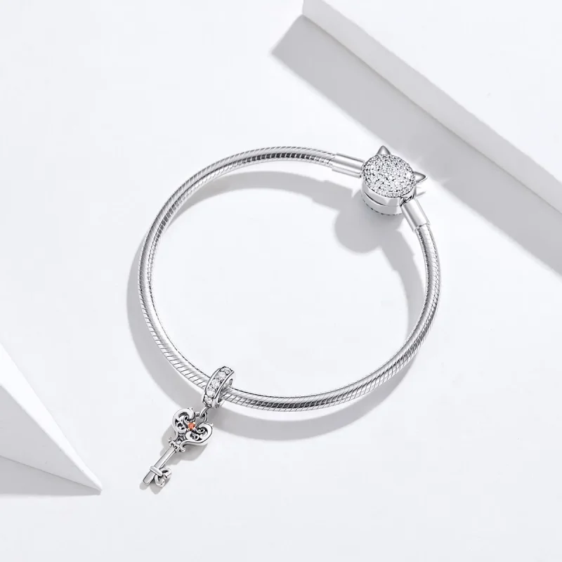 (bilde for) Pandora Style Silver Heartslock Dangle - BSC092 - Vis 3