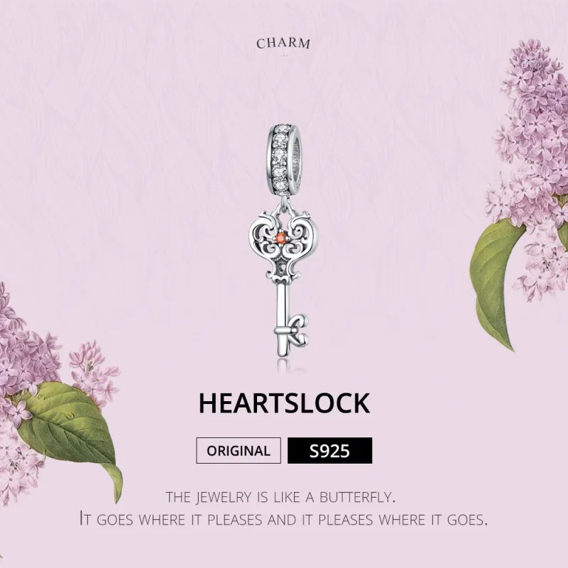 (bilde for) Pandora Style Silver Heartslock Dangle - BSC092 - Vis 5