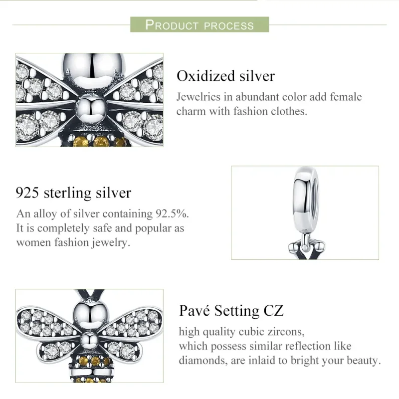 (bilde for) Pandora Style Silver Honey Dangle - SCC821 - Vis 7
