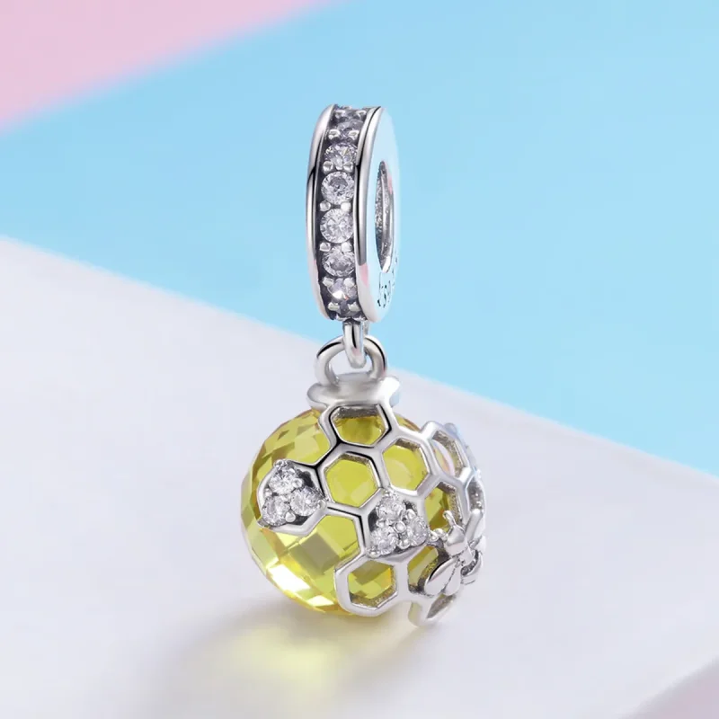 (bilde for) Pandora Style Silver Honeycomb Dangle - SCC879 - Vis 2