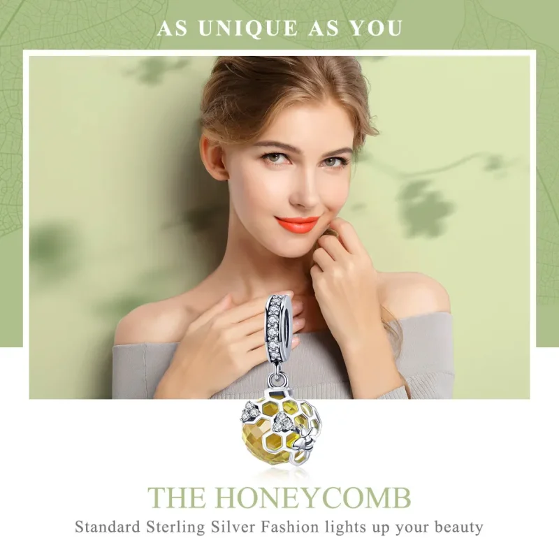 (bilde for) Pandora Style Silver Honeycomb Dangle - SCC879 - Vis 6