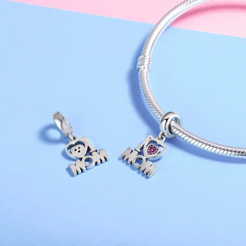 (bilde for) Pandora Style Silver I Love Mom Dangle - SCC420 - Vis 6