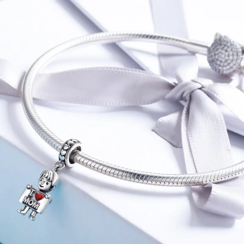 (bilde for) Pandora Style Silver I Love Mom Dangle - SCC691 - Vis 5