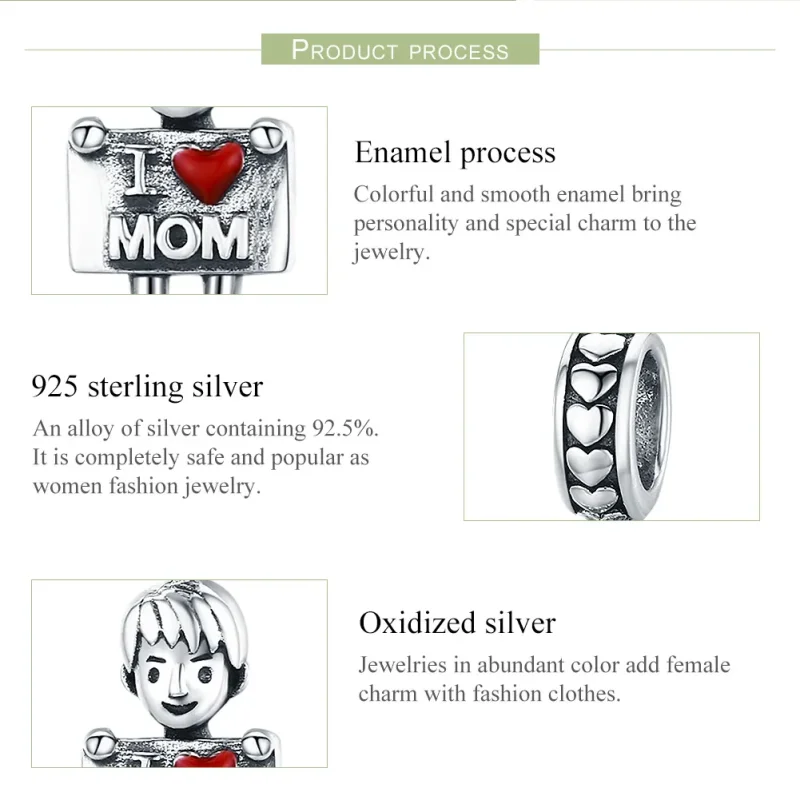 (bilde for) Pandora Style Silver I Love Mom Dangle - SCC691 - Vis 7