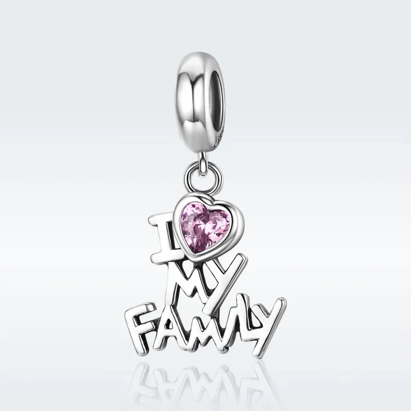 (bilde for) Pandora Style Silver I Love My Family Dangle - SCC251 - Vis 2