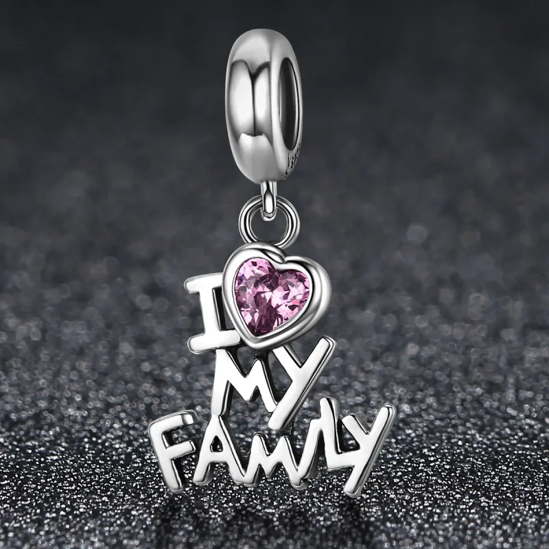 (bilde for) Pandora Style Silver I Love My Family Dangle - SCC251 - Vis 3