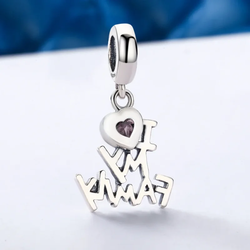 (bilde for) Pandora Style Silver I Love My Family Dangle - SCC251 - Vis 5