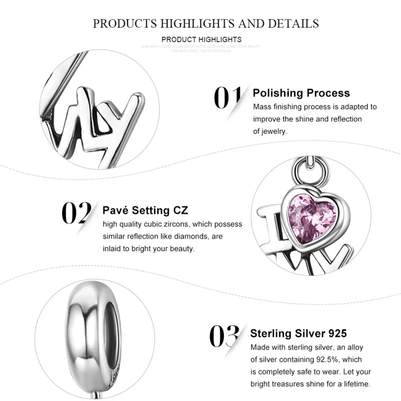 (bilde for) Pandora Style Silver I Love My Family Dangle - SCC251 - Vis 7