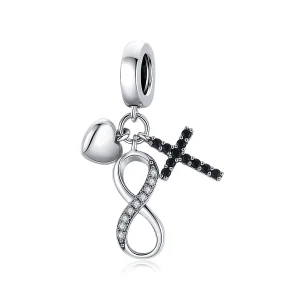 (bilde for) Pandora Style Silver Infinity Cross And Heart Dingle - SCC1713