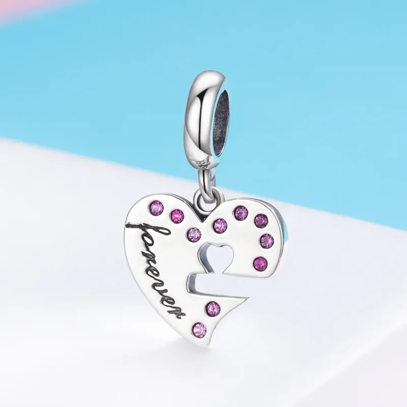 (bilde for) Pandora Style Silver Key of heart Dangle - SCC638 - Vis 4