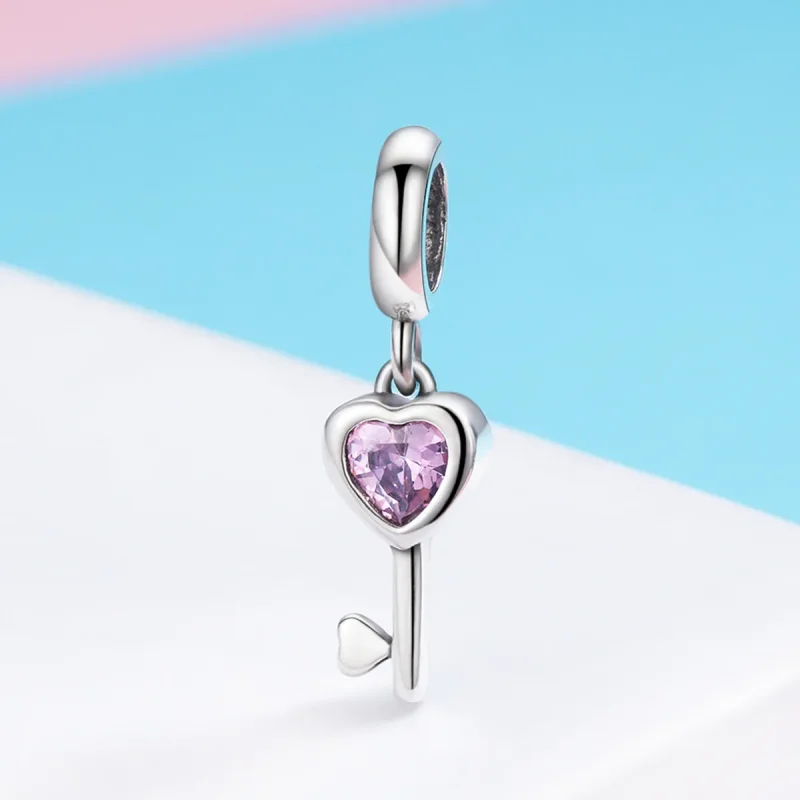 (bilde for) Pandora Style Silver Key of heart Dangle - SCC638 - Vis 5