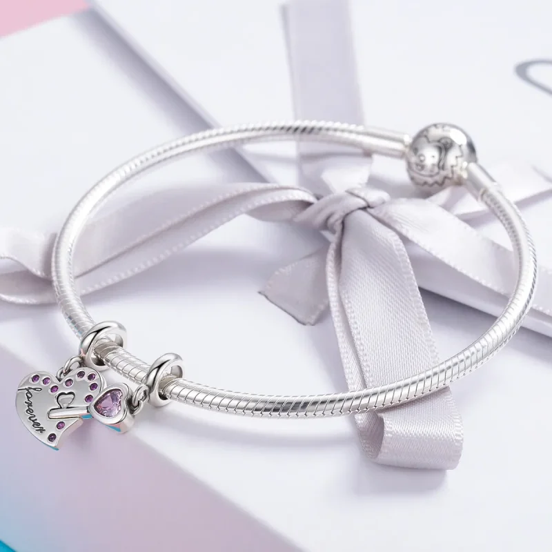(bilde for) Pandora Style Silver Key of heart Dangle - SCC638 - Vis 6