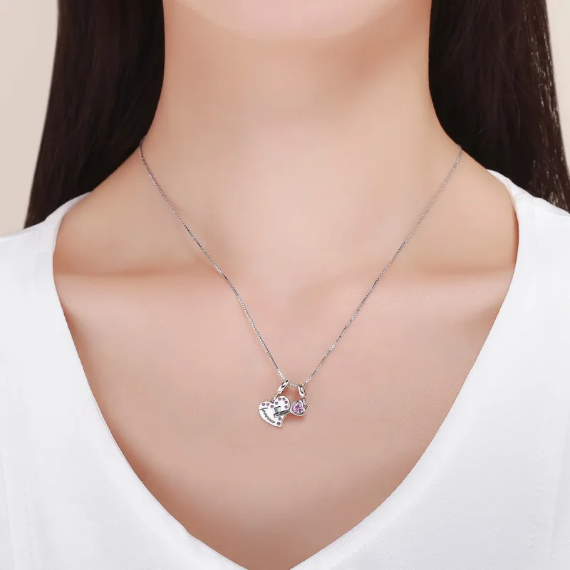 (bilde for) Pandora Style Silver Key of heart Dangle - SCC638 - Vis 10