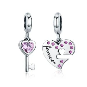 (bilde for) Pandora Style Silver Key of heart Dangle - SCC638