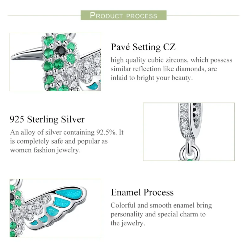 (bilde for) Pandora Style Silver Kingfisher Dangle - SCC991 - Vis 6