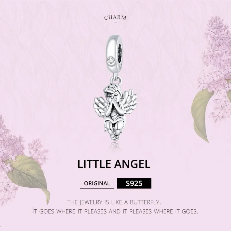 (bilde for) Pandora Style Silver Little Angel Dangle - SCC1686 - Vis 6