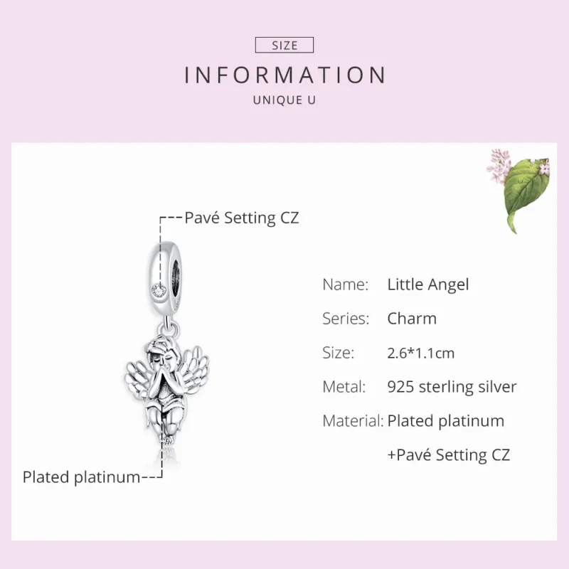 (bilde for) Pandora Style Silver Little Angel Dangle - SCC1686 - Vis 7