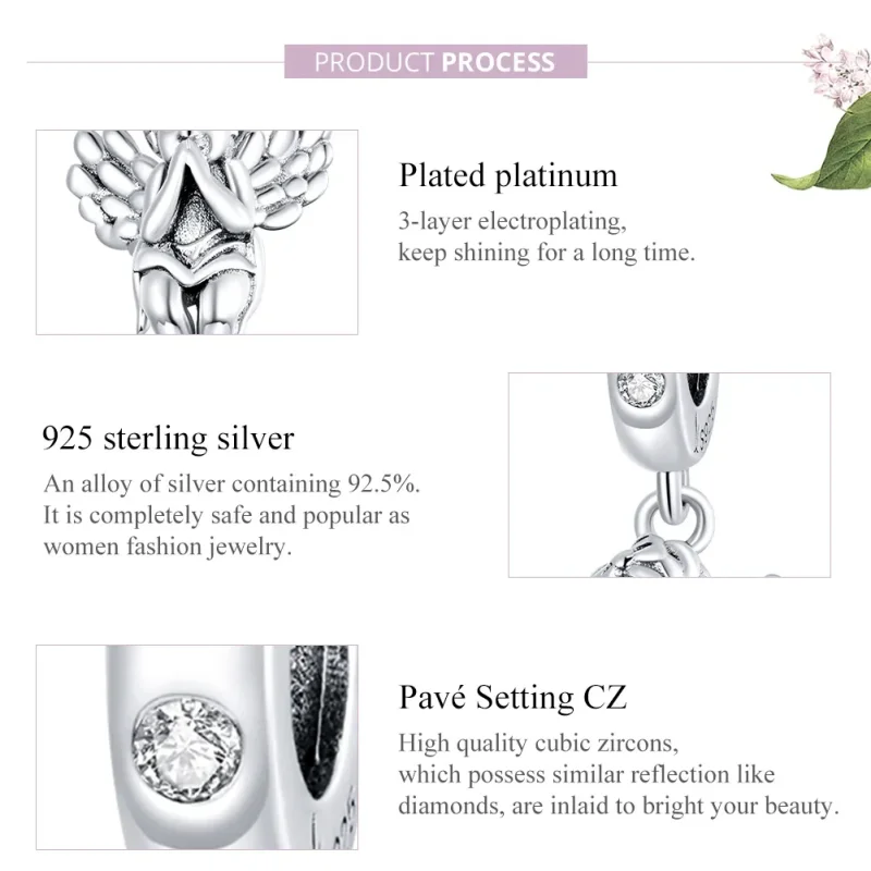 (bilde for) Pandora Style Silver Little Angel Dangle - SCC1686 - Vis 8