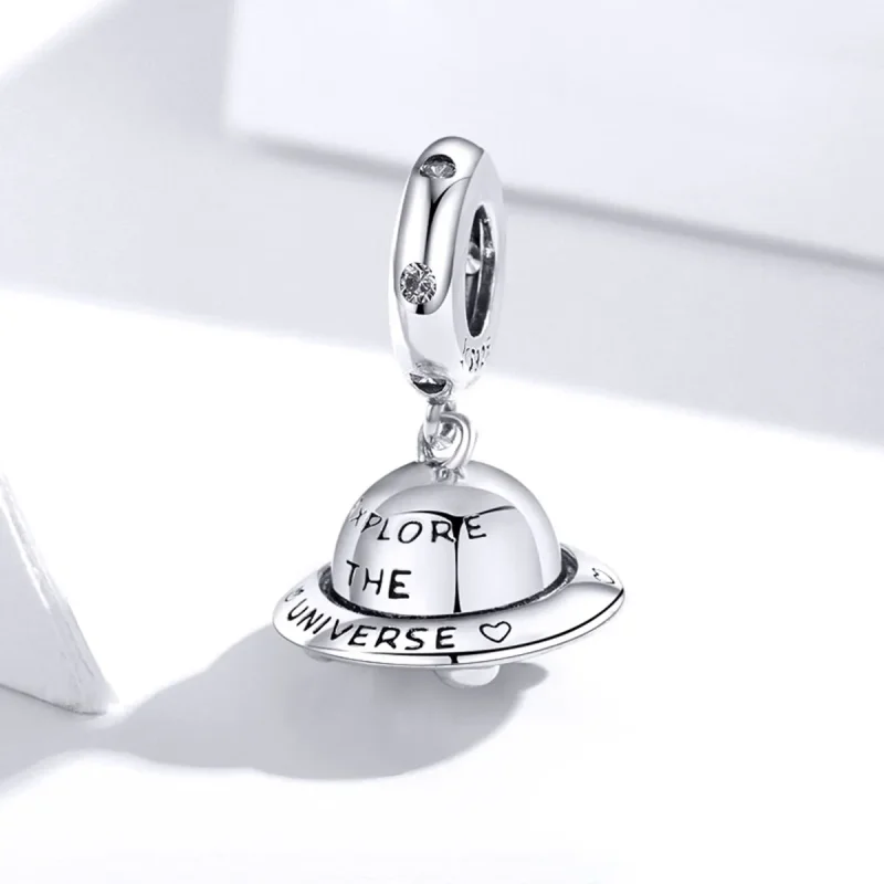(bilde for) Pandora Style Silver Little Spaceship Dangle - SCC1696 - Vis 2