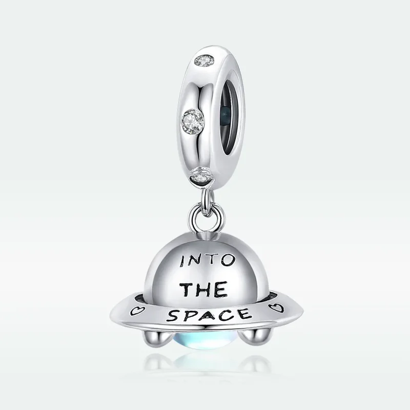(bilde for) Pandora Style Silver Little Spaceship Dangle - SCC1696 - Vis 5