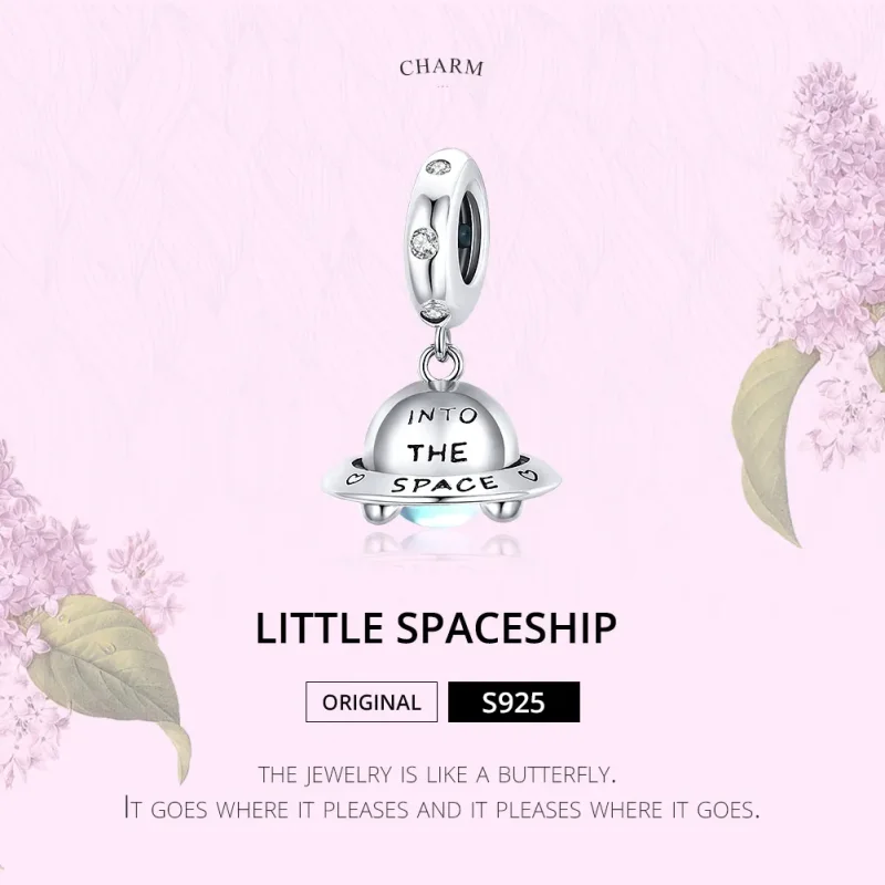 (bilde for) Pandora Style Silver Little Spaceship Dangle - SCC1696 - Vis 6