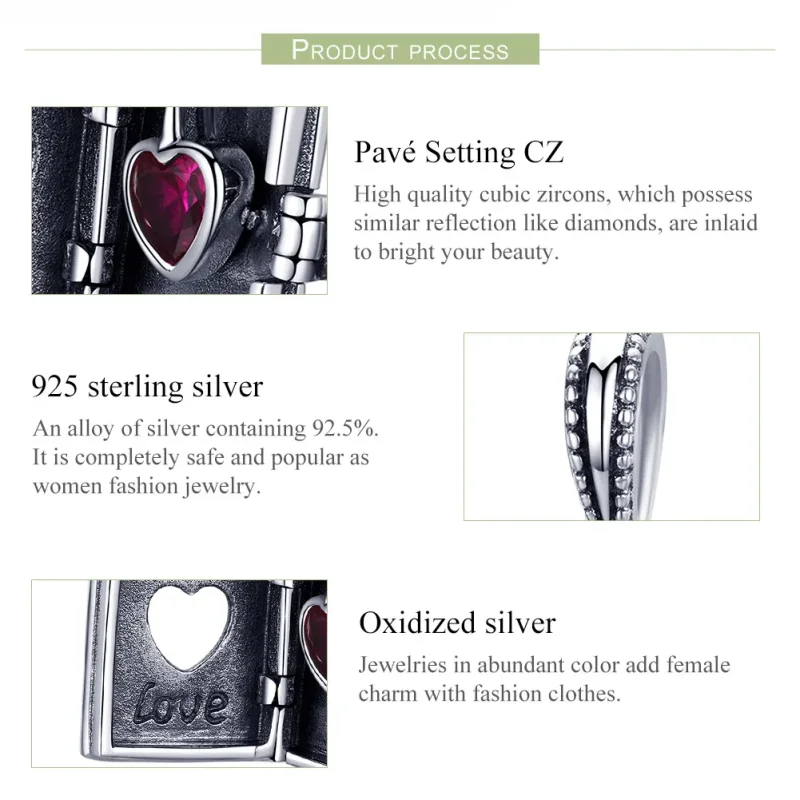 (bilde for) Pandora Style Silver Love Letter Dangle - SCC980 - Vis 7