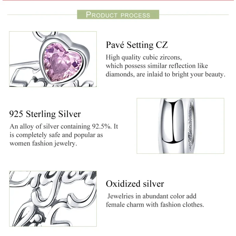 (bilde for) Pandora Style Silver Love Life Dangle - SCC907 - Vis 7