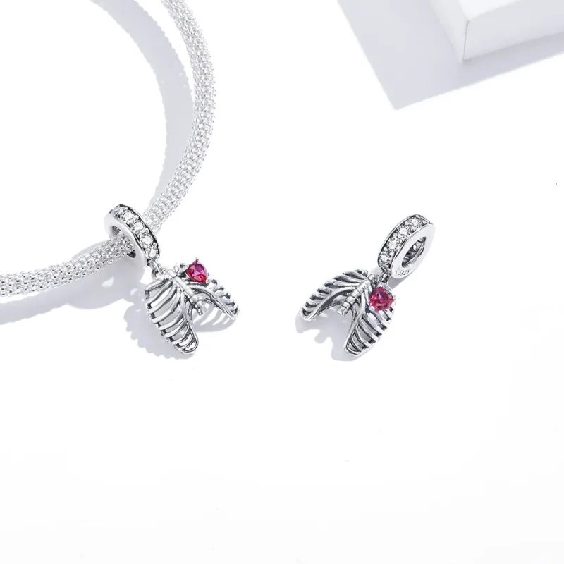 (bilde for) Pandora Style Silver Love Oath of Ribs Dangle - SCC1459 - Vis 3