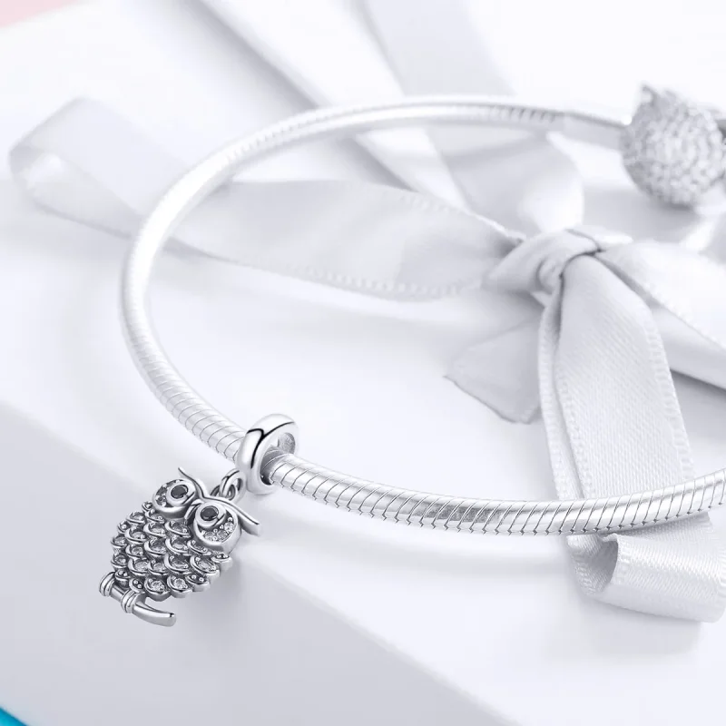 (bilde for) Pandora Style Silver Lovely Owl Dangle - SCC949 - Vis 3