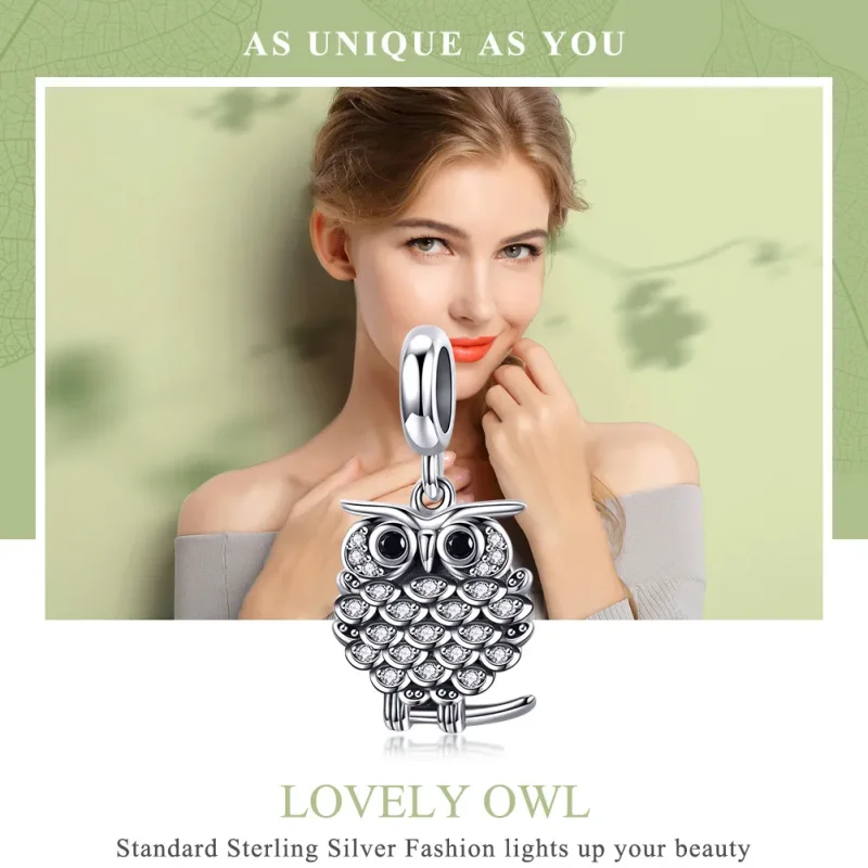(bilde for) Pandora Style Silver Lovely Owl Dangle - SCC949 - Vis 6