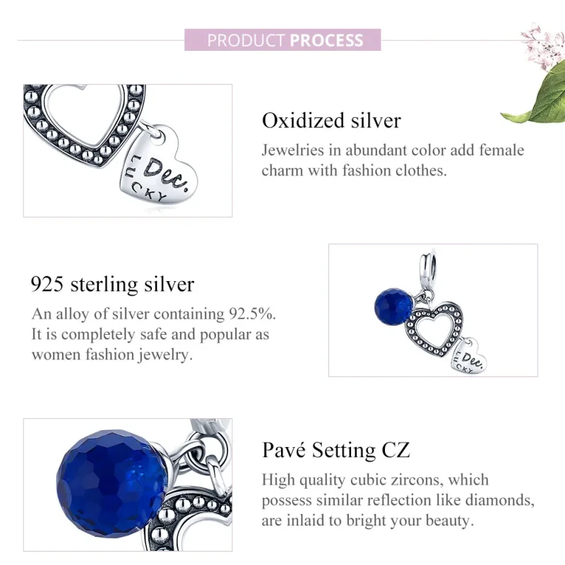 (bilde for) Pandora Style Silver Lucky December Dangle - SCC1721 - Vis 7
