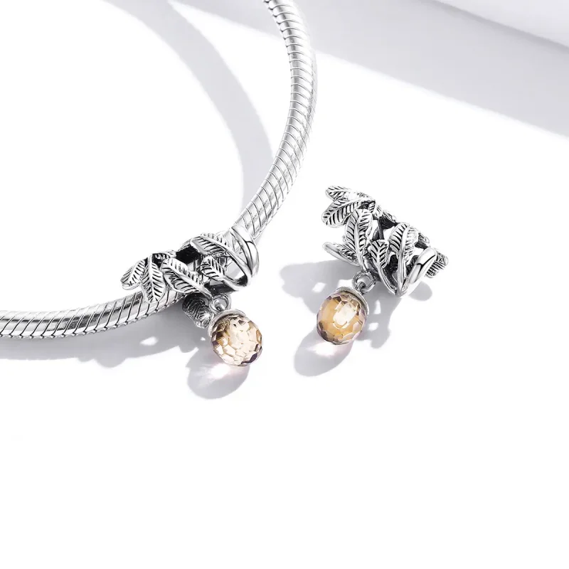 (bilde for) Pandora Style Silver Lucky Pine Cone Dangle - BSC336 - Vis 4