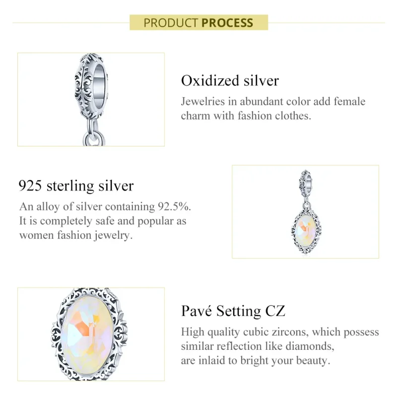 (bilde for) Pandora Style Silver Magic Mirror Dangle - SCC1815 - Vis 7