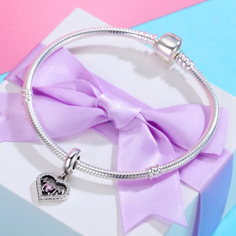 (bilde for) Pandora Style Silver Mom Heart Dangle - SCC392 - Vis 4