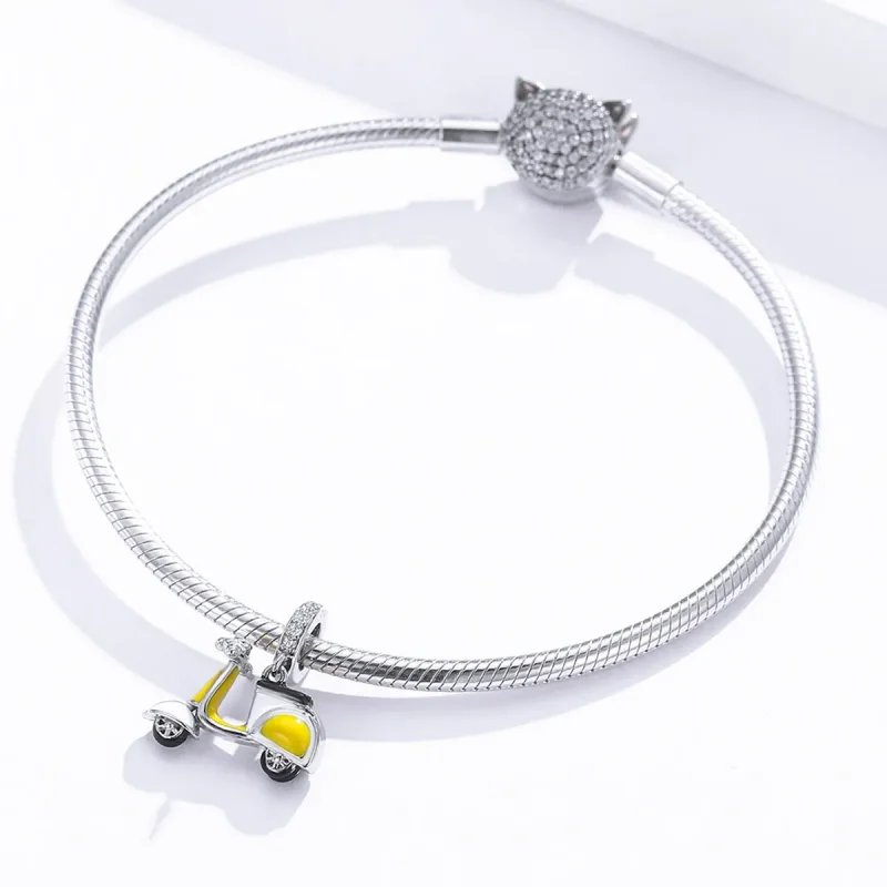 (bilde for) Pandora Style Silver Motorcycle Dangle - BSC136 - Vis 3