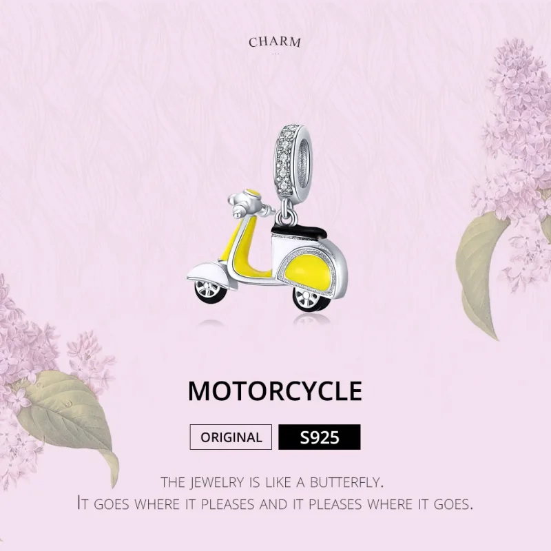 (bilde for) Pandora Style Silver Motorcycle Dangle - BSC136 - Vis 6