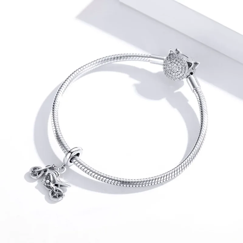(bilde for) Pandora Style Silver Motorcycle Dangle - SCC1712 - Vis 3